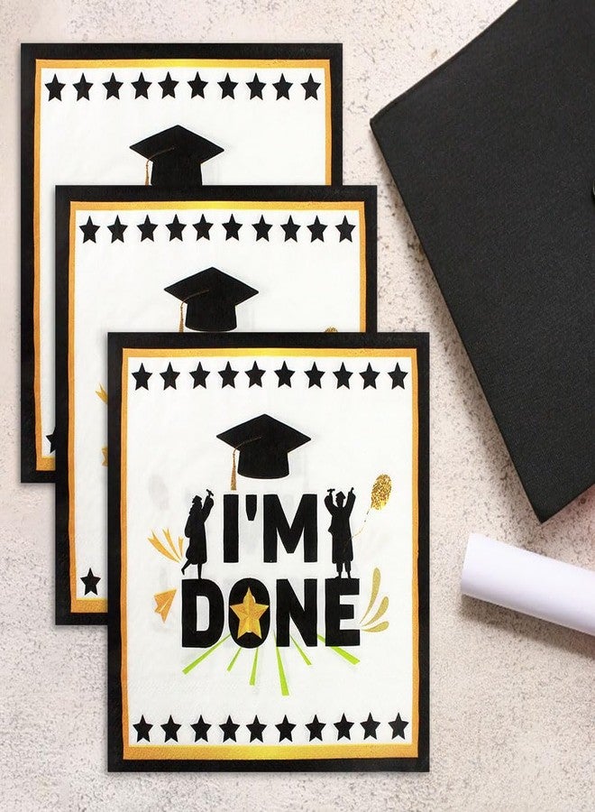 Ipalmay I’m Done Paper Napkins - 40pcs Disposable Graduation Party Napkins, Luncheon Dinner Napkins 6.5x6.5in for Middle School High School College Graduation Celebration Events - Image 4